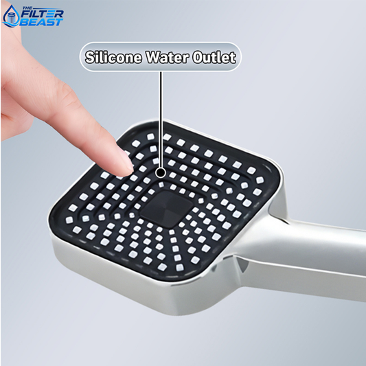 Square Handheld Shower Head Set with 59-Inch Hose & T-Diverter Valve – Silver