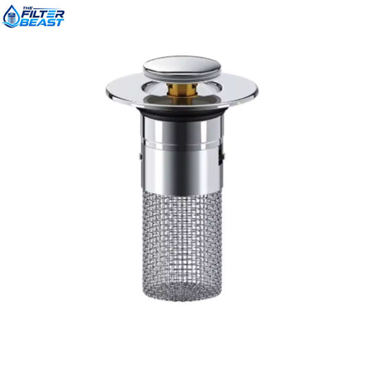 Stainless Steel Pop-Up Sink Drain Stopper with Removable Hair Catcher Basket