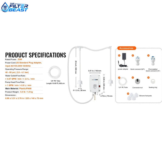 VEVOR Dual-Inlet Bottled Water Dispenser Pump System for Refrigerators & Ice Makers