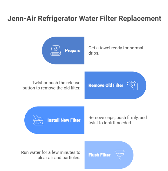 Jenn-Air Refrigerator Water Filter | How to Choose the Right One, Replace It, and Reset the Light 2 How to replace a Jenn-Air refrigerator water filter